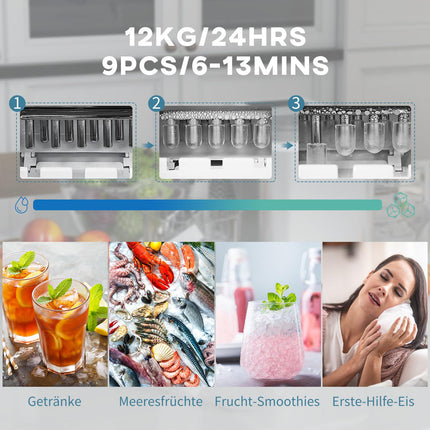 Eismaschine, selbstreinigend, 12 kg/Tag, weiß