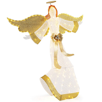 Beleuchteter 160 cm Weihnachtsengel mit Heiligenschein und LED-Lichtern