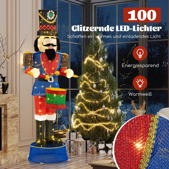 Beleuchteter 185 cm Weihnachts-Nussknacker mit Trommel