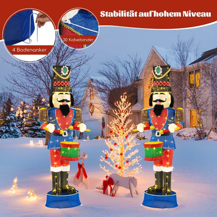 Beleuchteter 185 cm Weihnachts-Nussknacker mit Trommel