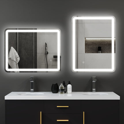 Miroir de salle de bain lumineux, commande tactile, antibuée, 70 x 90 cm