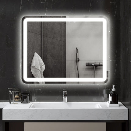 Miroir de salle de bain lumineux, commande tactile, antibuée, 70 x 90 cm