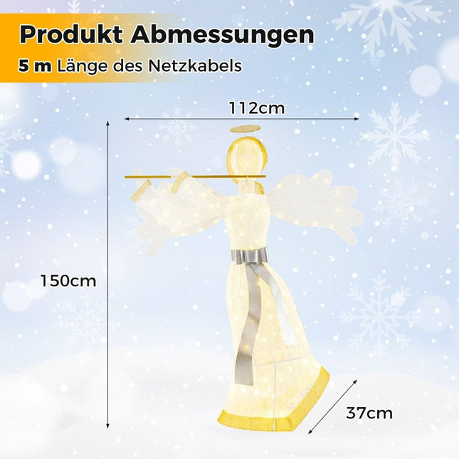Beleuchteter Weihnachtsengel mit 100 LED-Lichtern, 150 cm