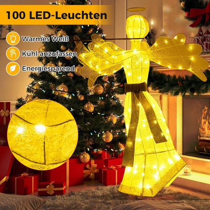 Beleuchteter Weihnachtsengel mit 100 LED-Lichtern, 150 cm