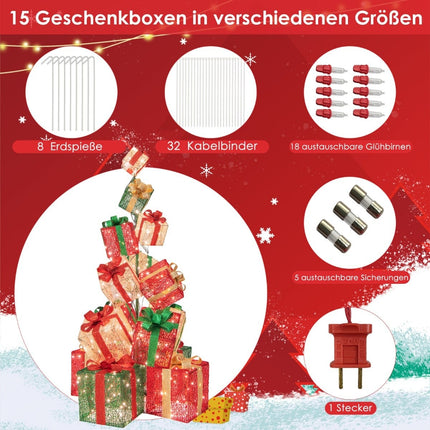 Beleuchtetes Weihnachtsgeschenkbox-Set, 15-teilig, 450 LED-Leuchten
