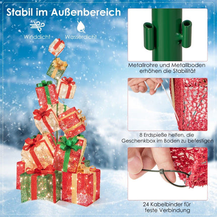 Beleuchtetes Weihnachtsgeschenkbox-Set, 15-teilig, 450 LED-Leuchten