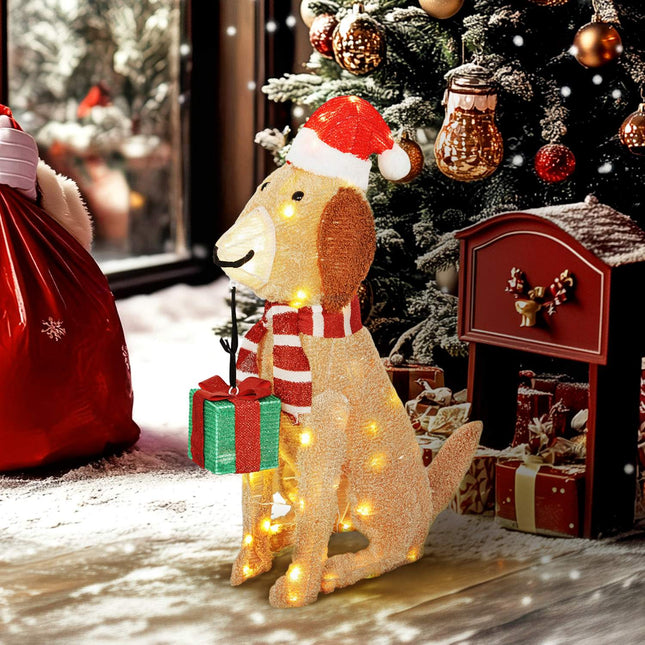 Beleuchteter Weihnachtswelpe mit 74 LEDs, 64x20x70 cm