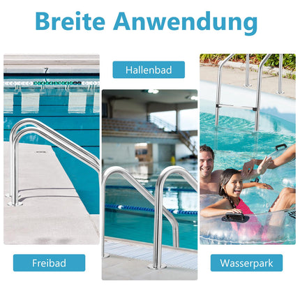 Échelle de piscine enterrée, 3 marches, en acier inoxydable antidérapant
