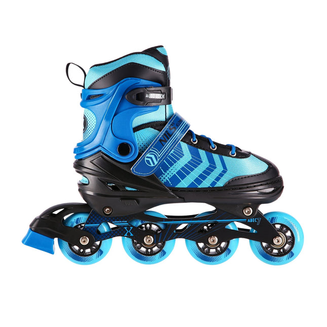 In-Line- & Hockey-Schlittschuhe, 4-in-1, Schwarz-Blau, Größe L (39-43)