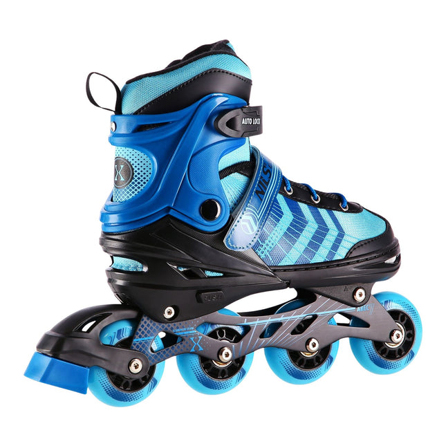In-Line- & Hockey-Schlittschuhe, 4-in-1, Schwarz-Blau, Größe L (39-43)