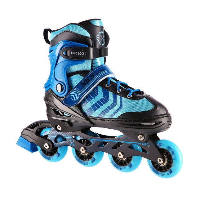 Inlineskates und Eishockey-Schlittschuhe, 4-in-1, Schwarz-Blau, Größe S