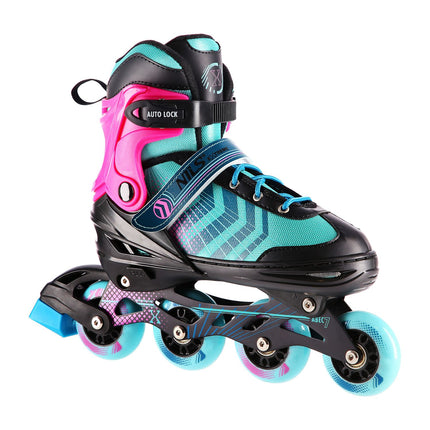 In-Line- & Hockey-Schlittschuhe, 4-in-1, Schwarz-Violett, Größe S