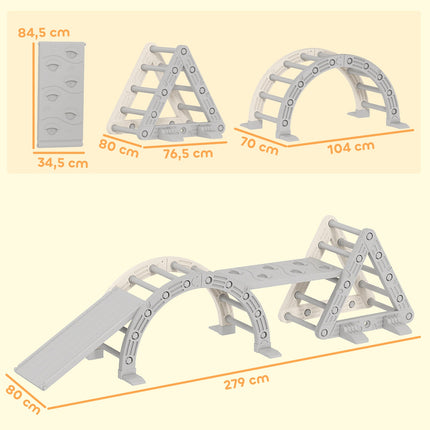 Structure d'escalade intérieure, triangle 5 en 1 avec toboggan, 18 à 48 mois