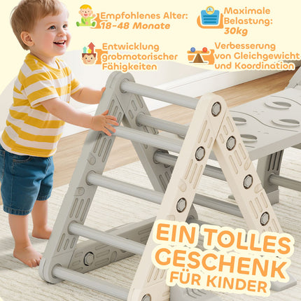 Structure d'escalade intérieure, triangle 5 en 1 avec toboggan, 18 à 48 mois