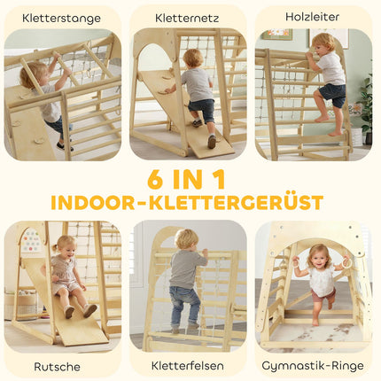 Indoor-Klettergerüst, 6-in-1, Rutsche & Kletterwand, Alter 3-6
