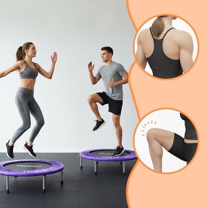 Trampoline de fitness d'intérieur, Ø95 cm, pliable, antidérapant
