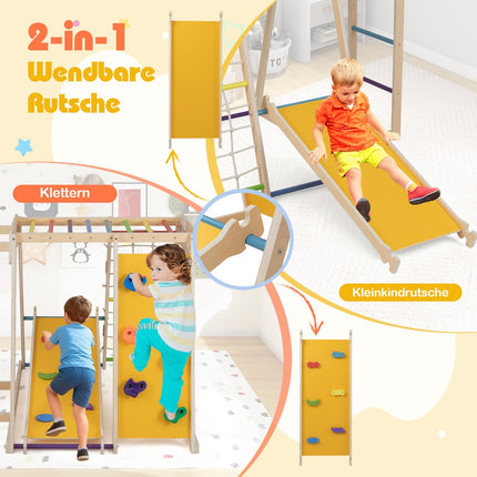 Indoor-Dschungel-Klettergerüst mit Rutsche und Basketballkorb