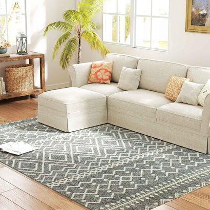 Tapis bohème intérieur/extérieur, facile à nettoyer, gris, 170 x 120 cm