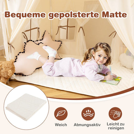 Indoor-Spielzelt mit 2 Eingängen &amp; Sternenlichtern &amp; maschinenwaschbarer Baumwollmatte