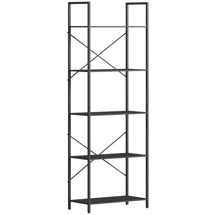 Industrielles 5-stöckiges Metallregal, 60x30x170,5 cm, Schwarz
