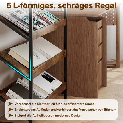 Industrielles 6-Etagen-Bücherregal mit Metallrahmen, 161 cm
