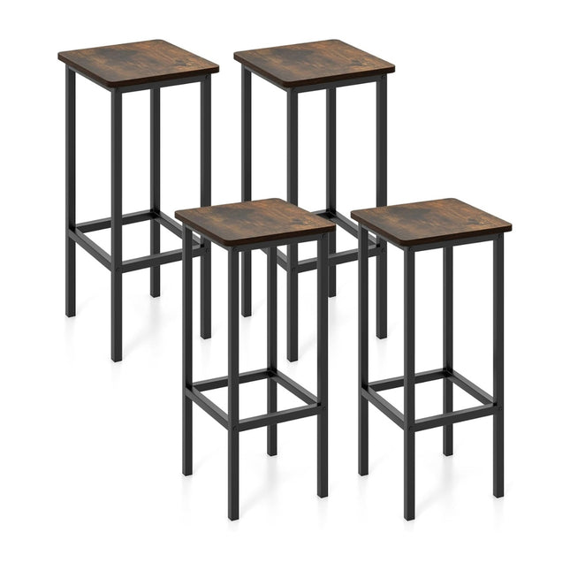 Ensemble de 4 tabourets de bar industriels avec cadre en acier et repose-pieds