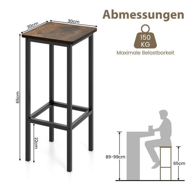 Ensemble de 4 tabourets de bar industriels avec cadre en acier et repose-pieds