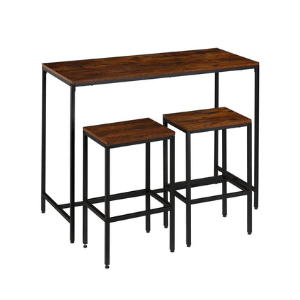Ensemble table de bar de style industriel avec 2 tabourets, bois et métal