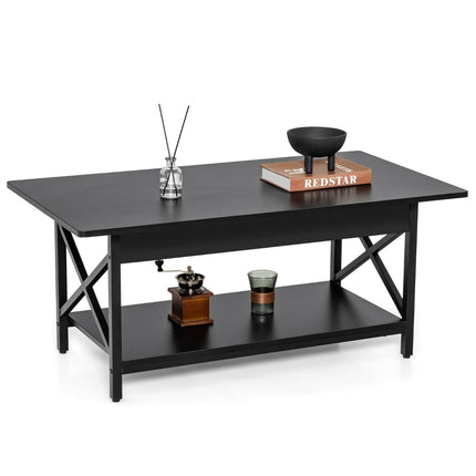 Couchtisch Industrial mit Ablage und schwarzem Metallgestell