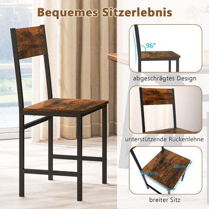 2er-Set Esszimmerstühle im Industrial-Design, Metallrahmen, Rustikales Braun