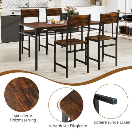 2er-Set Esszimmerstühle im Industrial-Design, Metallrahmen, Rustikales Braun