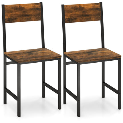 2er-Set Esszimmerstühle im Industrial-Design, Metallrahmen, Rustikales Braun