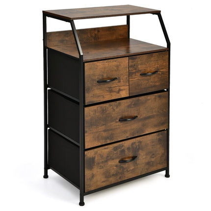 Commode industrielle avec 4 tiroirs en tissu et cadre en métal