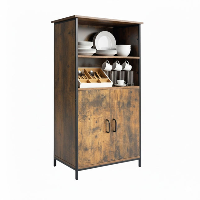 Armoire de cuisine industrielle, étagères réglables
