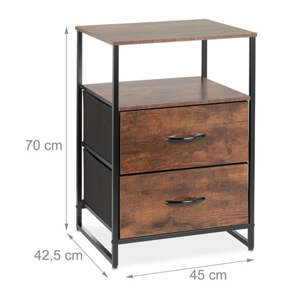 Ensemble de 2 tables de chevet industrielles, bois rustique et métal