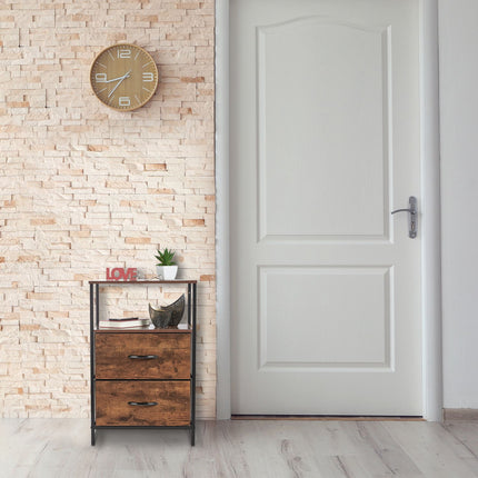 Ensemble de 2 tables de chevet industrielles, bois rustique et métal