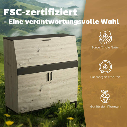 Industrieschreibtisch mit Regalen, 100 cm Holz
