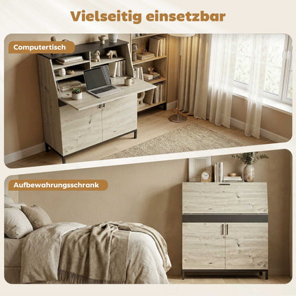 Industrieschreibtisch mit Regalen, 100 cm Holz