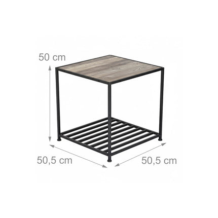 Table d'appoint carrée de style industriel avec étagère en maille