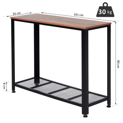 Industrieller Konsolentisch mit Metallgitterablage, 101x35x80 cm