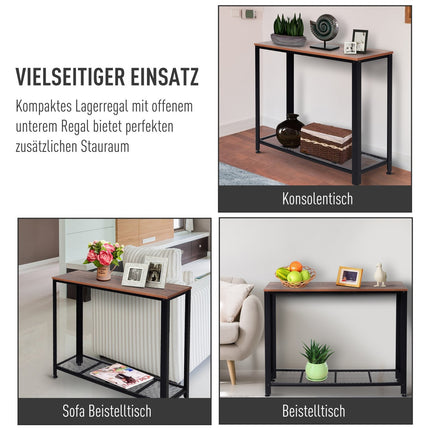 Industrieller Konsolentisch mit Metallgitterablage, 101x35x80 cm
