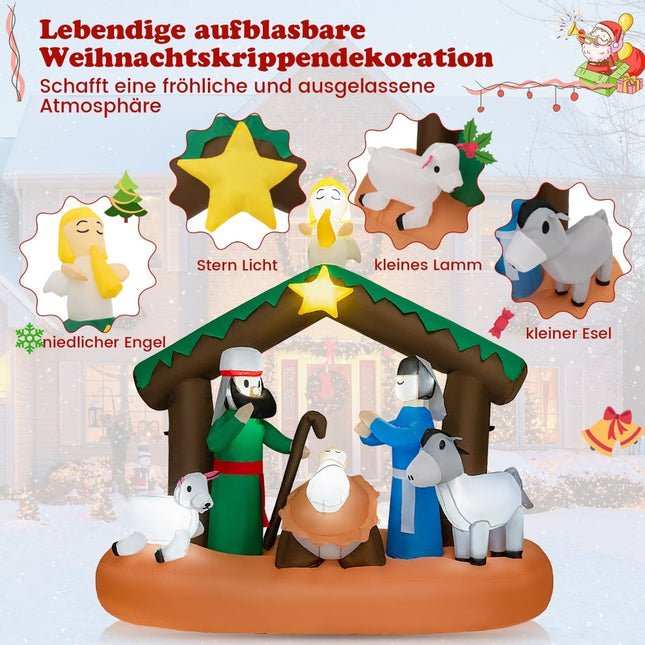 Aufblasbare 180cm Krippe mit LED-Beleuchtung für Weihnachten