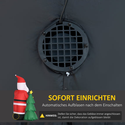 Aufblasbarer Weihnachtsmann mit Baum & LED-Beleuchtung, 210 cm, wasserdicht