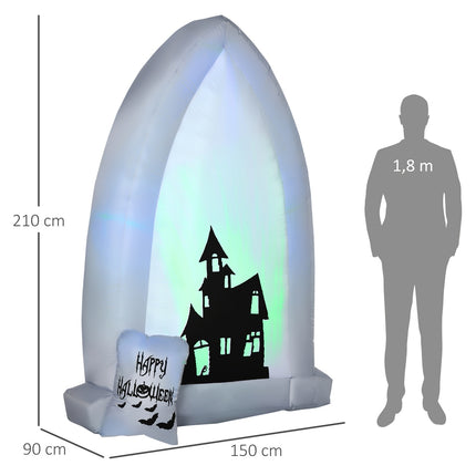 Aufblasbarer 210 cm Halloween Grabstein mit LED-Licht