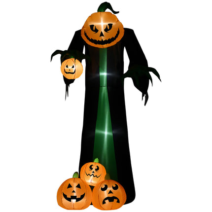 Citrouille fantôme gonflable de 2,4 m avec LED pour décoration d'Halloween extérieure