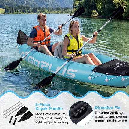 Aufblasbares 2-Personen-Kajak mit Aluminiumpaddeln, blaues PVC