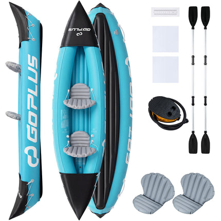 Aufblasbares 2-Personen-Kajak mit Aluminiumpaddeln, blaues PVC