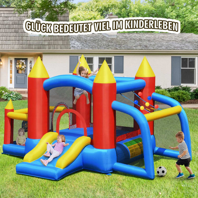 Château gonflable gonflable +souffleur 450W avec toboggan boules océan 350 x 275 x 196 cm coloré