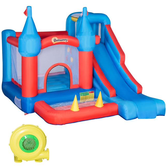 Château Gonflable Pour 4 Enfants Château Gonflable Avec Souffleur, Toboggan, Piscine, Mur D'Escalade, Trampoline, Pour 3 À 8 Ans