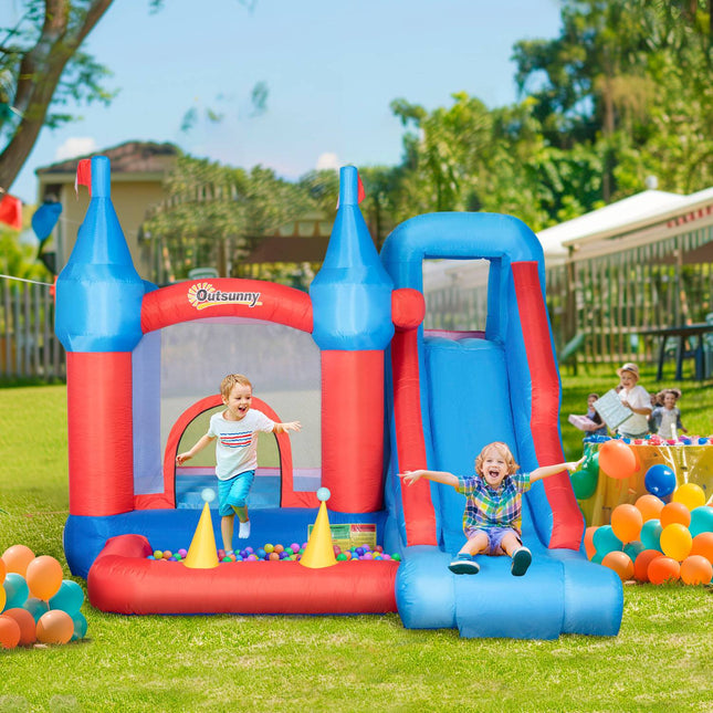 Château Gonflable Pour 4 Enfants Château Gonflable Avec Souffleur, Toboggan, Piscine, Mur D'Escalade, Trampoline, Pour 3 À 8 Ans